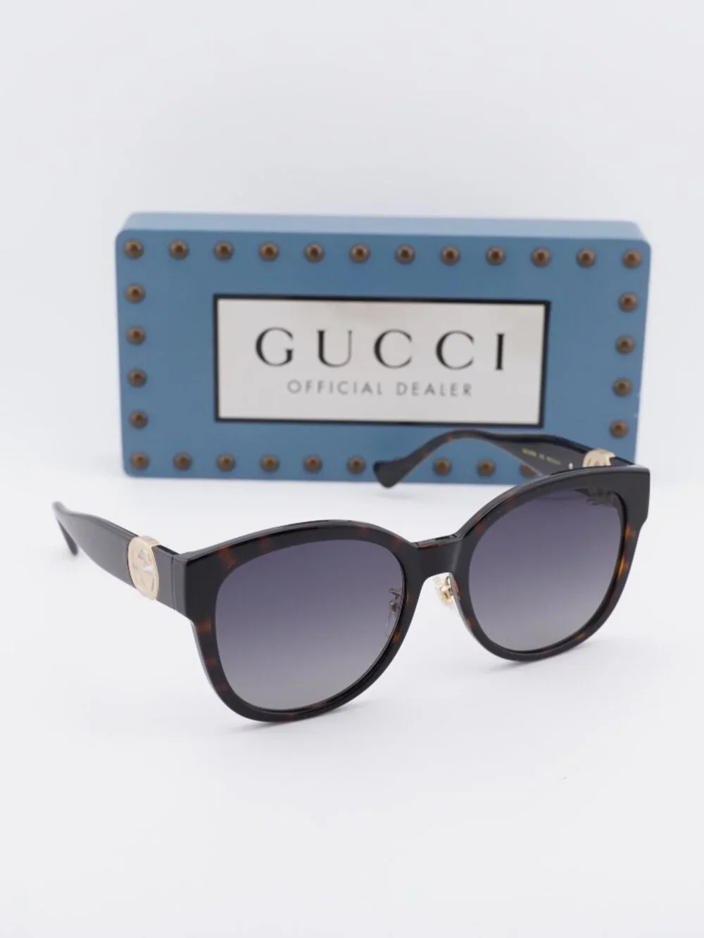 Gucci GG1028SK 002 Cat Eye Sunglasses - Dark Havana\Grey Gradient